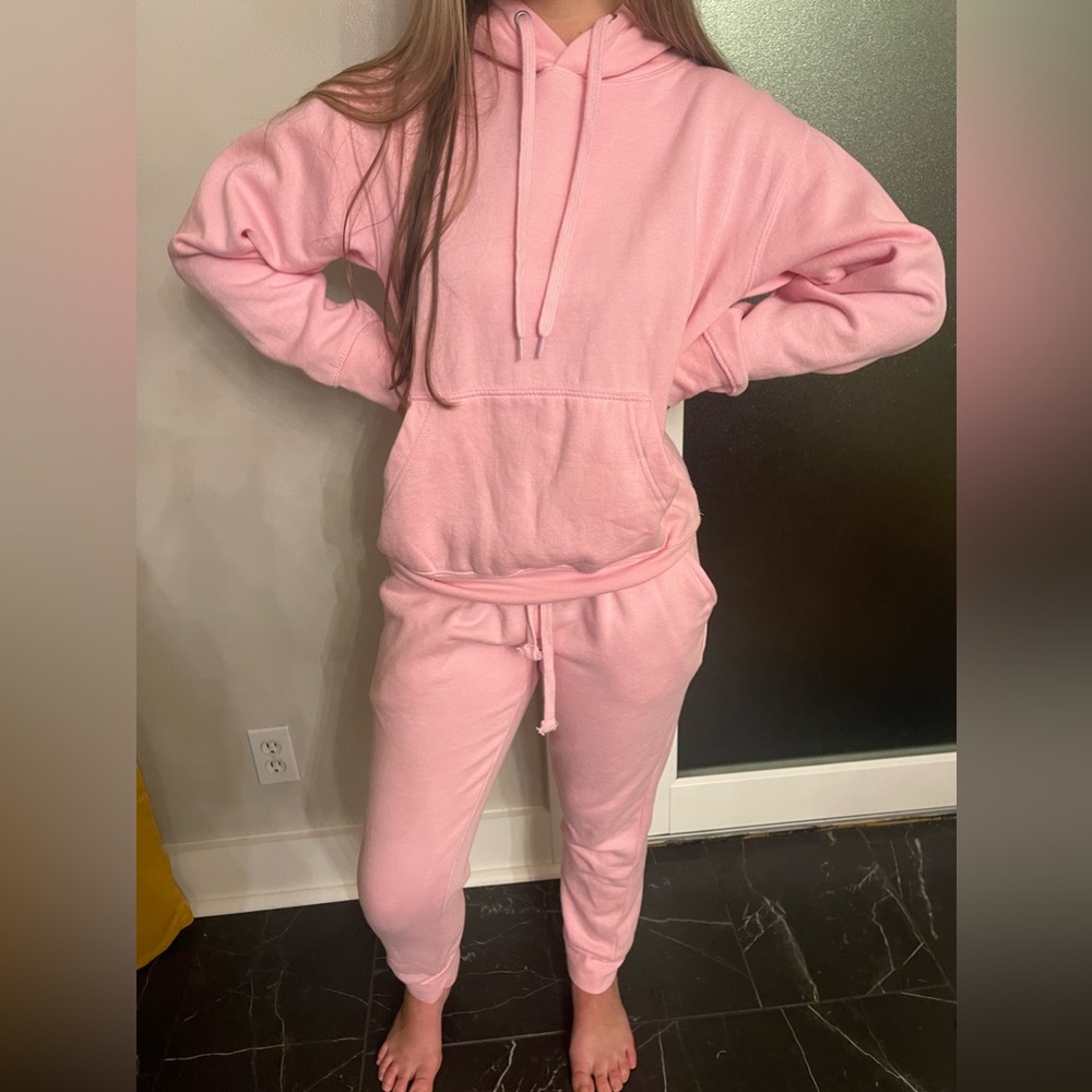 Streetwear Pink Sweatsuit Set Xs